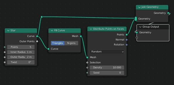 Distribute Points on Facesを使ったノードの組み方