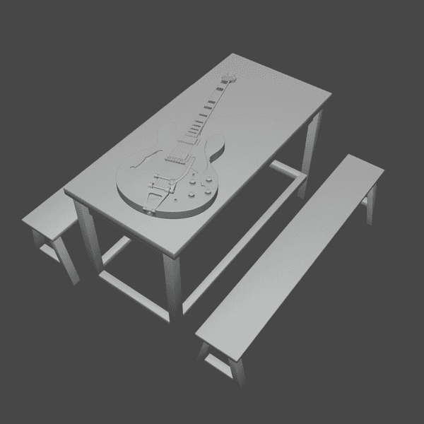 テーブルとギター